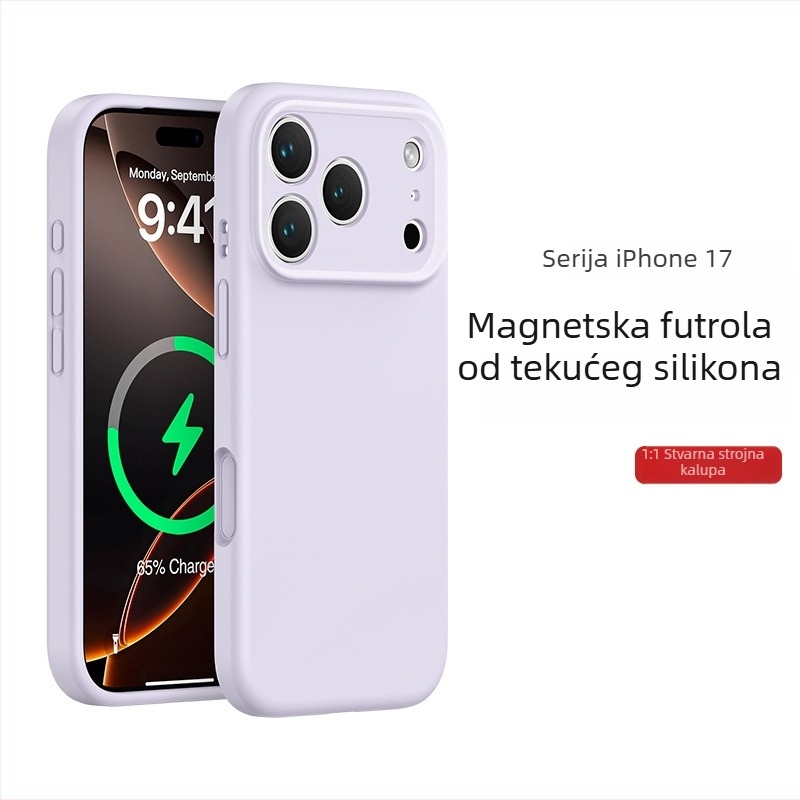 Tečni silikon magnetsko kućište za iPhone 17 Pro Max, potpuno pokriće, precizni otvori i integrirani dizajn gumba