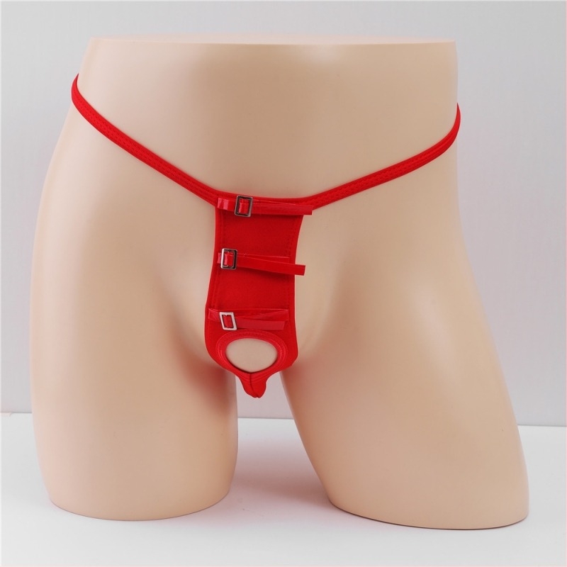 Muški G-String s otvorom, bondage stil, niski struk, uski kroj, otkriva stražnjicu