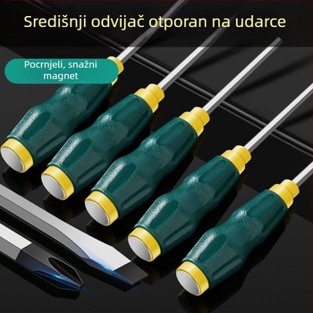 Magnetski odvijač s čvrstim jezgrama, izuzetno čvrst industrijski udarni odvijač, ravna i križna glava, teški razred