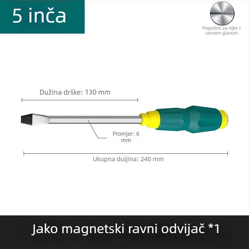 Magnetski odvijač s čvrstim jezgrama, izuzetno čvrst industrijski udarni odvijač, ravna i križna glava, teški razred