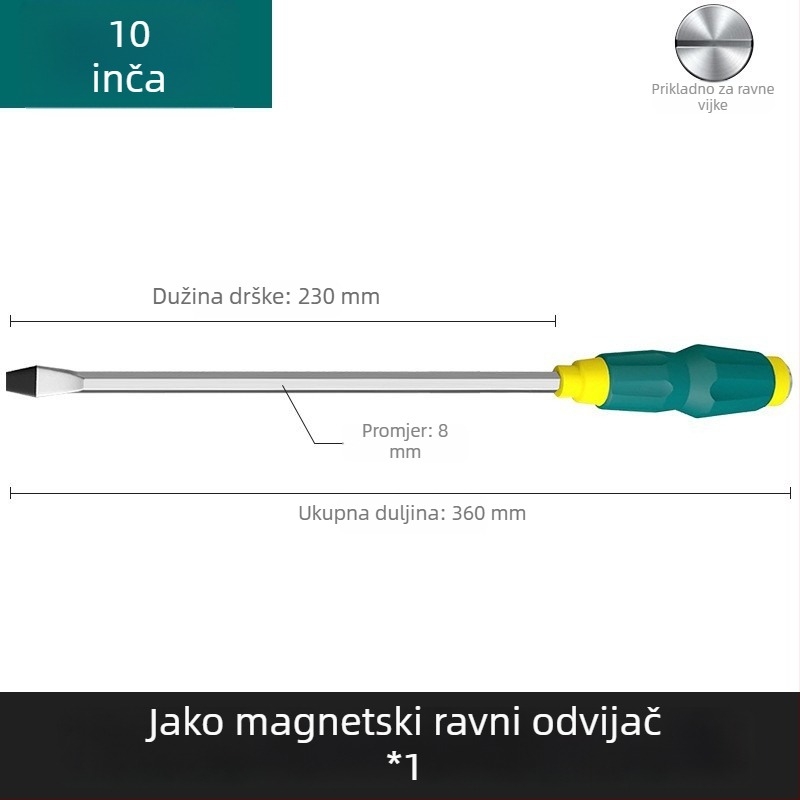 Magnetski odvijač s čvrstim jezgrama, izuzetno čvrst industrijski udarni odvijač, ravna i križna glava, teški razred