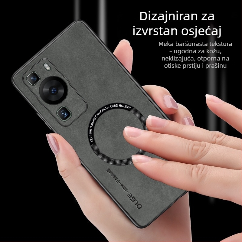 Kućište za Huawei P60, Pura70Pro i P40/P50 – potpuno prekrivanje, mekano kućište od silikona + umjetna koža, MagSafe magnetska zaštita