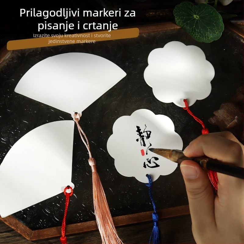 Značnice za knjige u antičkom stilu s resicama, kulturno i kreativno uređenje, ručno oslikane mini značke na bijelom kartonu