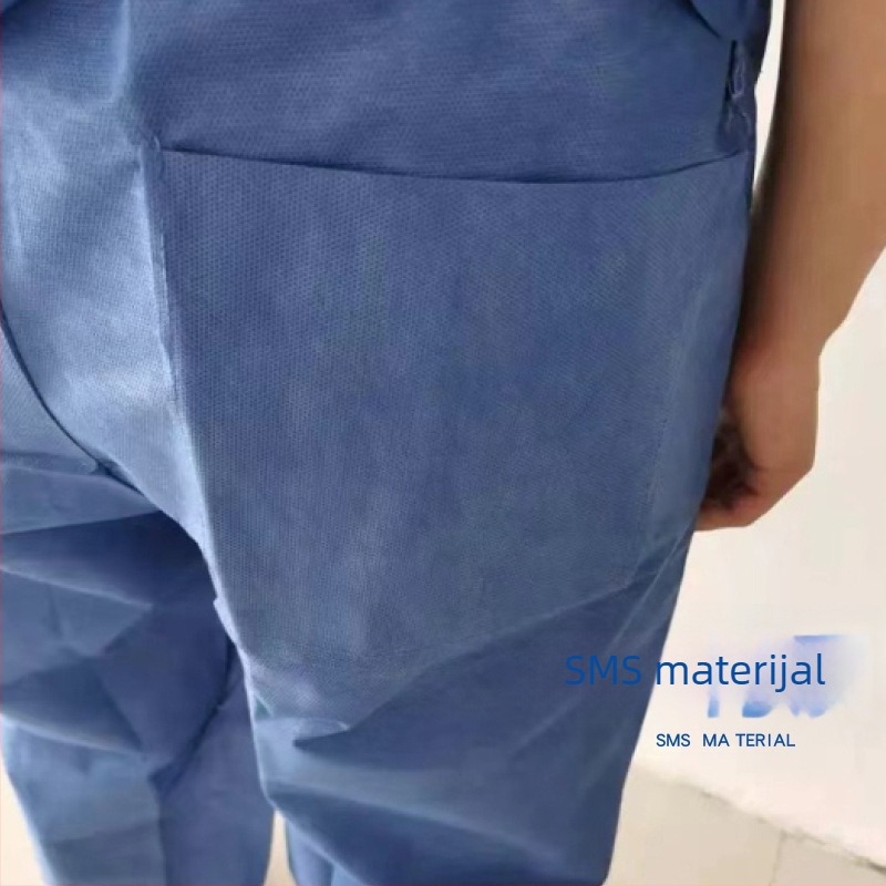 Jednokratna izolacijska haljina za pacijente, netkani materijal, vodootporna i otporna na prašinu, kratki rukav, dvodijelni set