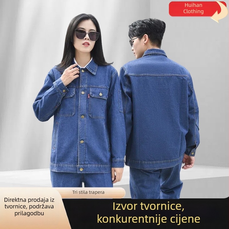 Komplet radne odjeće od pamuk-denim, ojačan otpornost na habanje i zaštita od opeklina za zavarivača u rudniku i radionici