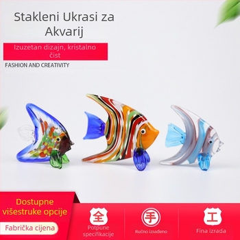 Staklena dekoracija za akvarij s pejzažem, vodene biljke i ribe – ukras dnevnog boravka