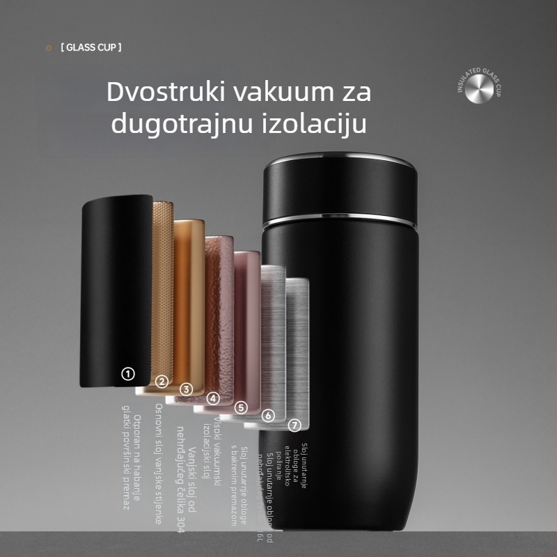 Mala izolacijska šalica od 304 nehrđajućeg čelika, unutarnji 316, pretinac za čaj, prijenosno za putovanja, ženski dizajn