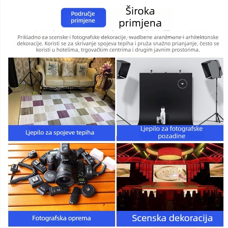 Prilagođena platnena ljepljiva traka za fotografiju i scensko pozadije, mat završna površina, visoka adhezija, lako se cijepa