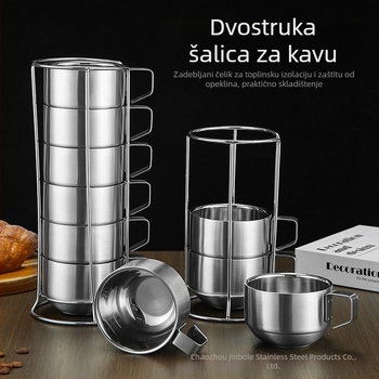 Čaša za kafu od nehrđajućeg čelika, dvostruko staklena, za kampiranje i planinarenje