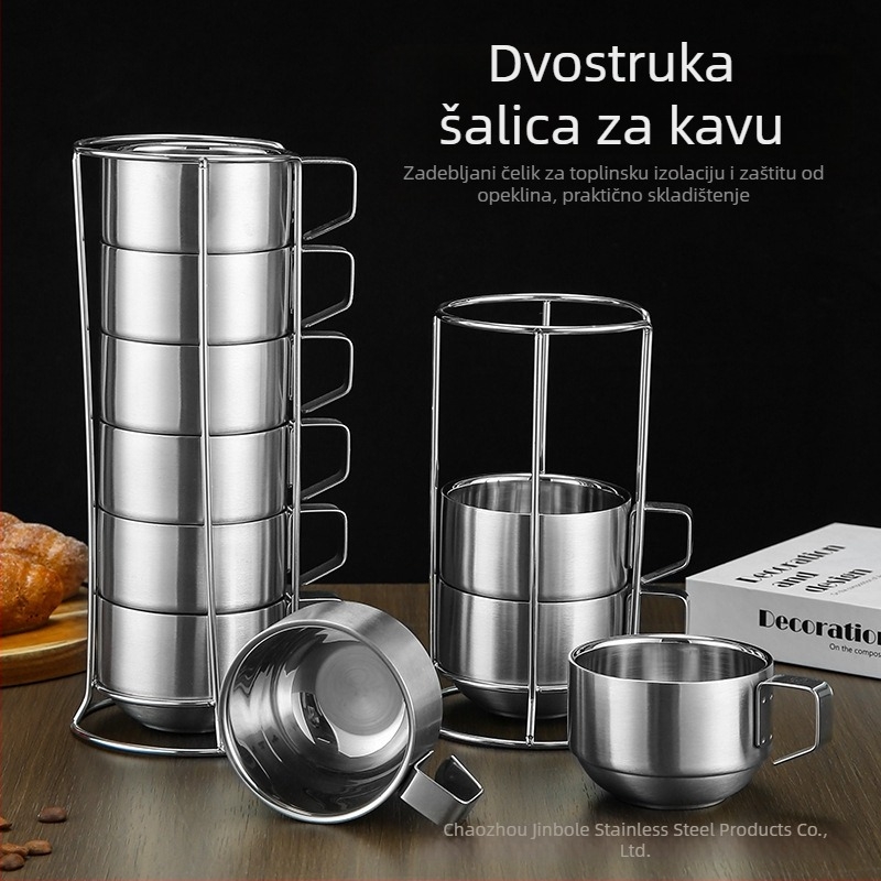 Čaša za kafu od nehrđajućeg čelika, dvostruko staklena, za kampiranje i planinarenje
