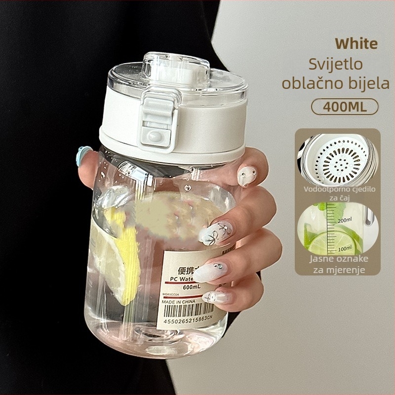 Minimalistična plastična čaša za vodu s čajnim infuzorom, otporna na visoke temperature, otporna na padove, prijenosna za ljeto