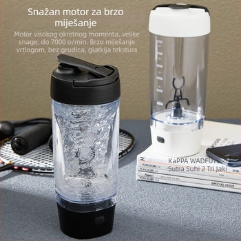 Shaker za proteine s mjernom skalom, velik kapacitet, nepropusan, fitness boca, pakiranje u šarenoj kutiji