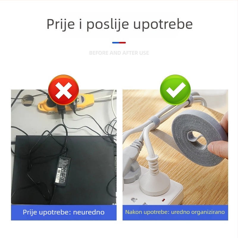 Dvostrani Velcro remen za organizaciju kablova podataka, najlonski remen s Velcro trakom, prilagodljiv