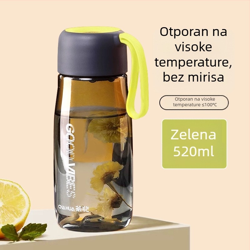 Camellia 520 ml čajna šalica s plastičnom ručkom, prozirnim tijelom, minimalistička putna šalica