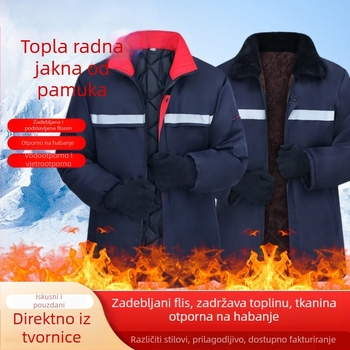 Muška zimska pamučna jakna s flis podstavom, debelo topla radna odjeća za električare, otporna na prljavštinu