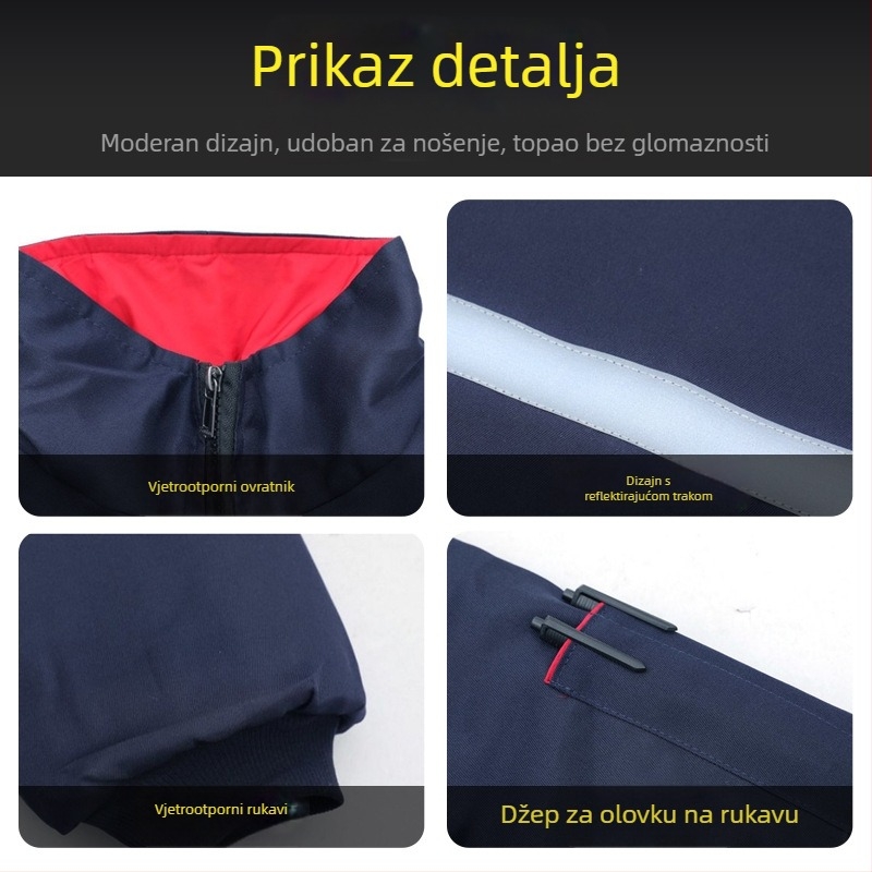 Muška zimska pamučna jakna s flis podstavom, debelo topla radna odjeća za električare, otporna na prljavštinu