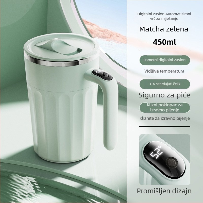 Šalica za kavu od čelika 316, električna, s inteligentnim prikazom temperature, digitalnim zaslonom, automatsko miješanje, magnetski poklopac