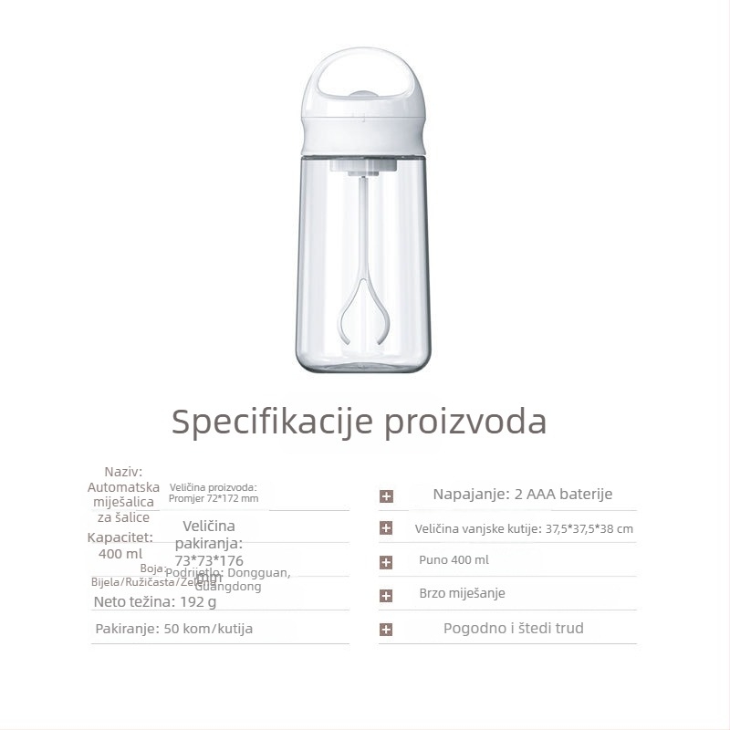 Visokotemperaturna plastična čaša za milkshake s držalom i mjernom skalom, potpuno automatski električni mikser