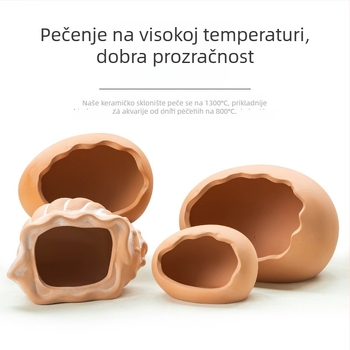 Keramički ukras za akvarij u obliku školjke, za uređenje akvarija i sklonište za razmnožavanje riba i škampi