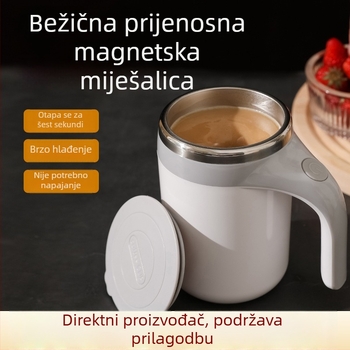 Magnetska šalica za miješanje s punjivim napajanjem, prijenosna nehrđajuća čelična šalice za kavu sa slamkom, za kućnu upotrebu