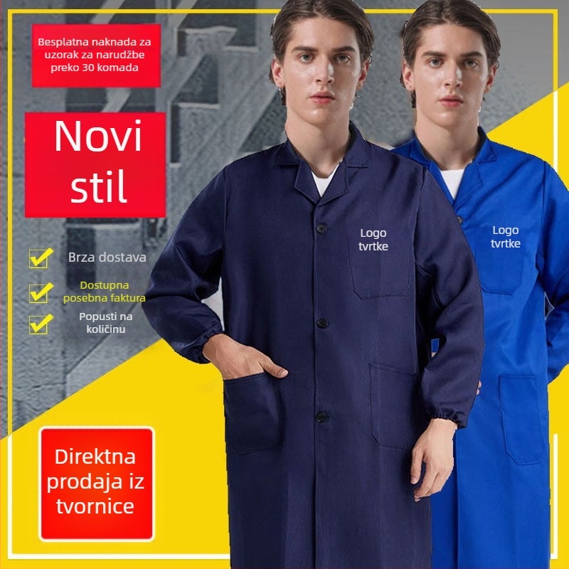 Unisex dugi plavi radni kaput s dugim rukavima, kamuflažni uzorak, zaštita od prašine