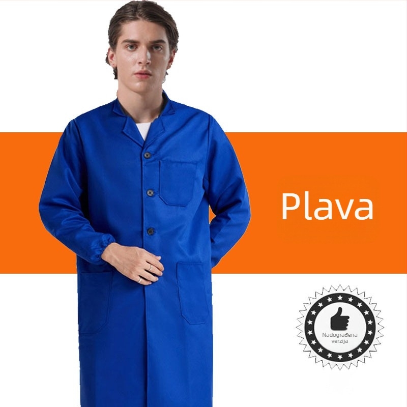 Unisex dugi plavi radni kaput s dugim rukavima, kamuflažni uzorak, zaštita od prašine