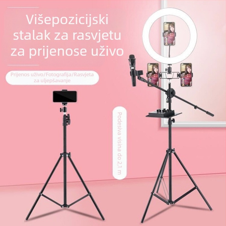 Držač za mobitel za livestreaming s foto tripodom i LED rasvjetom