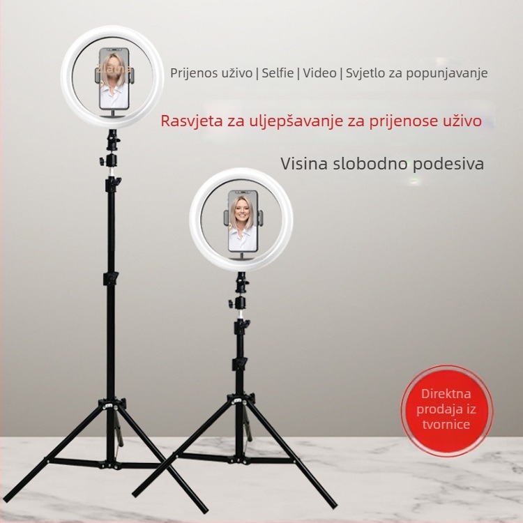 Držač za mobitel za livestreaming s foto tripodom i LED rasvjetom