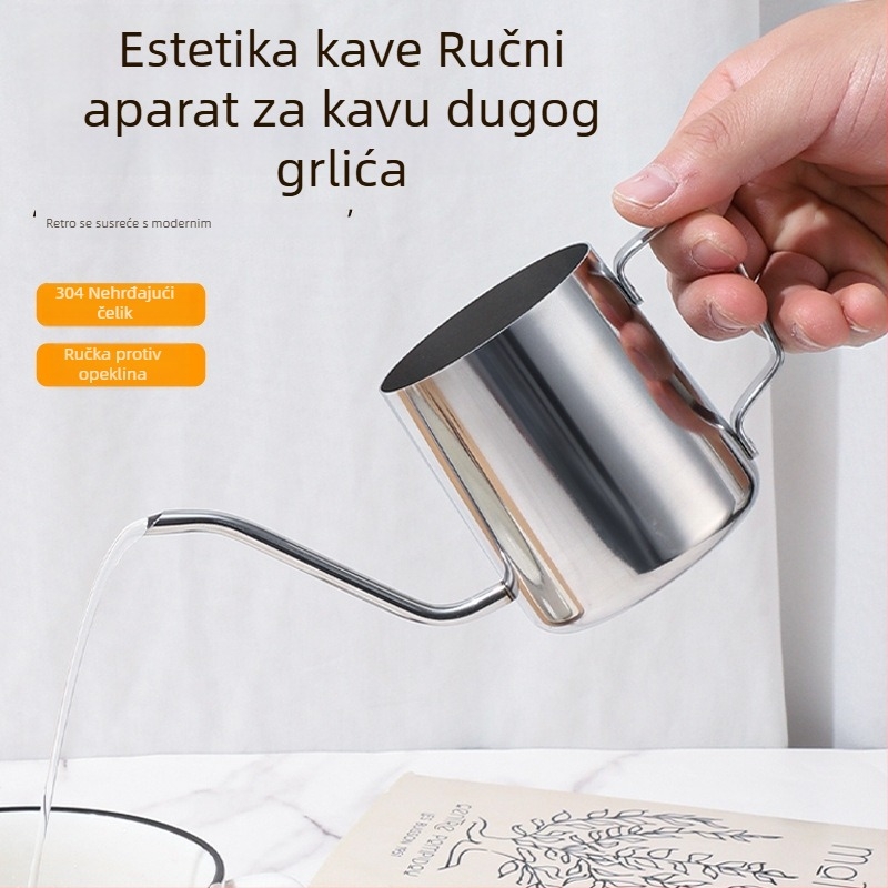 Kovana od nehrđajućeg čelika gooseneck posuda za kavu pour-over s dugim izljevom i filtrom za kavu, za kućnu upotrebu
