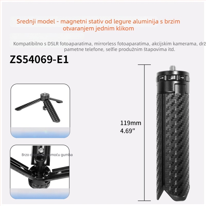 Mini stativ sa gimbal stabilizatorom za live streaming, otvaranje jednim dodirom, Pocket4 produžni selfie štap
