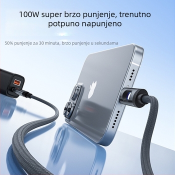 Dk USB-C i Micro-USB kabel za brzo punjenje, silikonski, duljina 1–2 m, crna