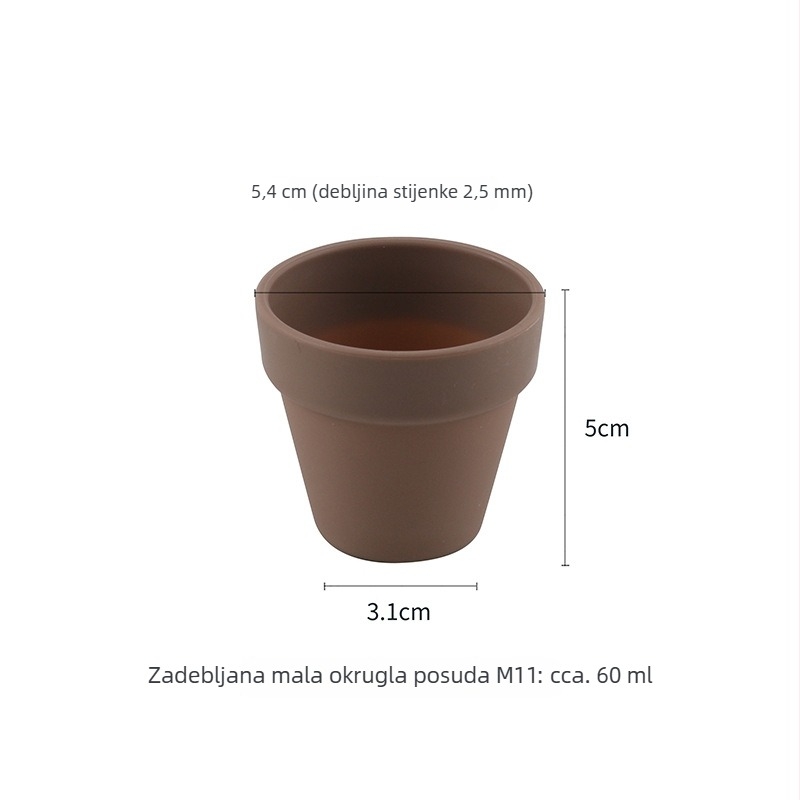 Plastična posuda za cvijeće, izuzetno debela, mali okrugli lonac za presadnice, otvor promjera 5,4 cm