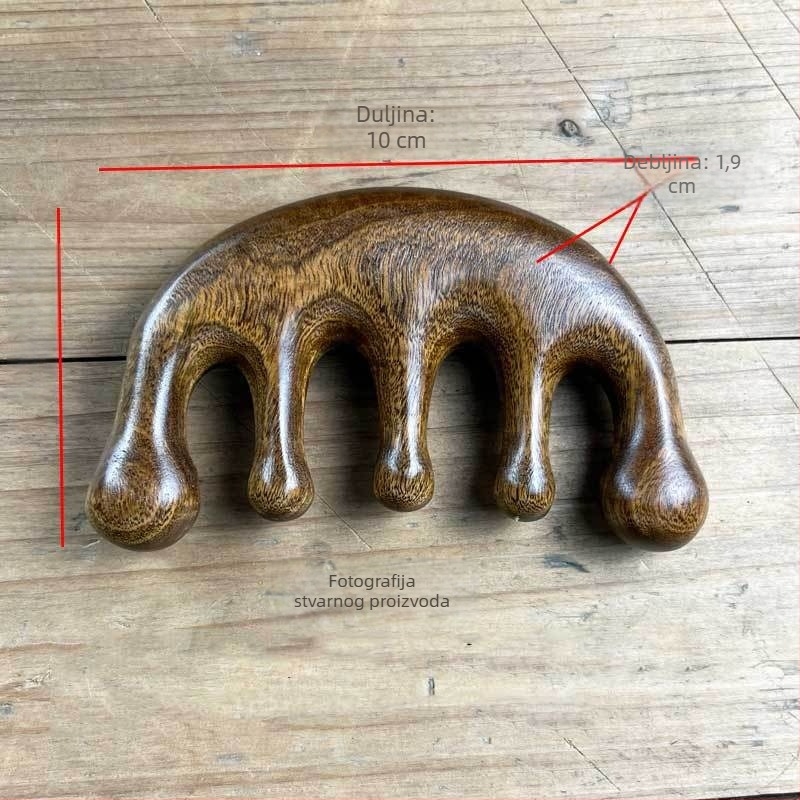 Masážni češalj za tjeme s pet zuba, od sandalovog drveta, alat za masažu kose