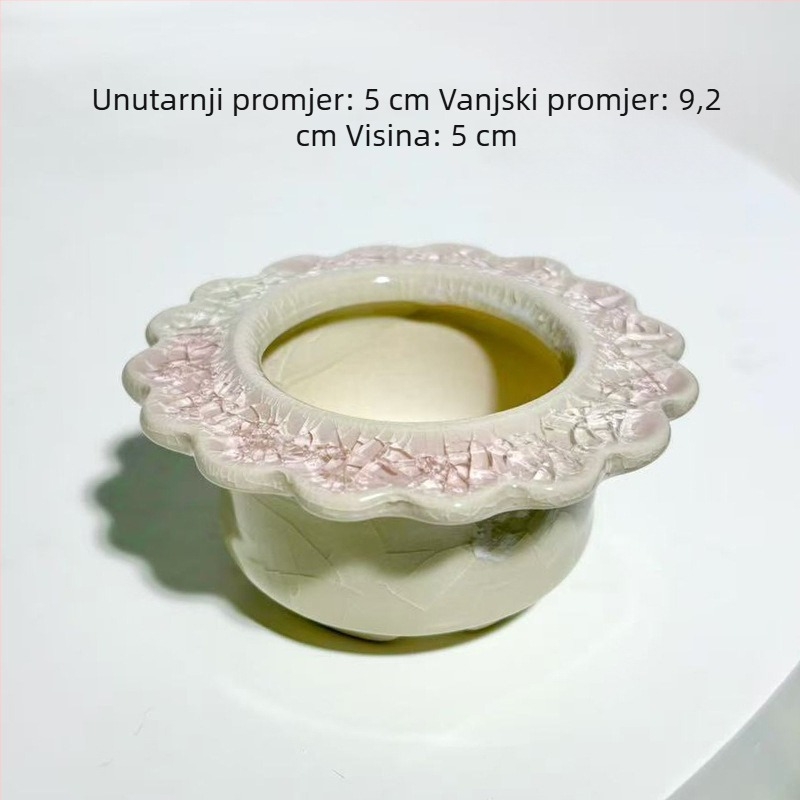 Keramička posuda za sukulente s crackle glazurom, minimalistički stolni aranžman