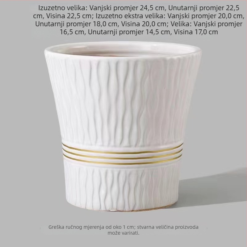 Keramička saksija za unutarnje biljke, velikog promjera, nordijskog stila, ekstra veliki