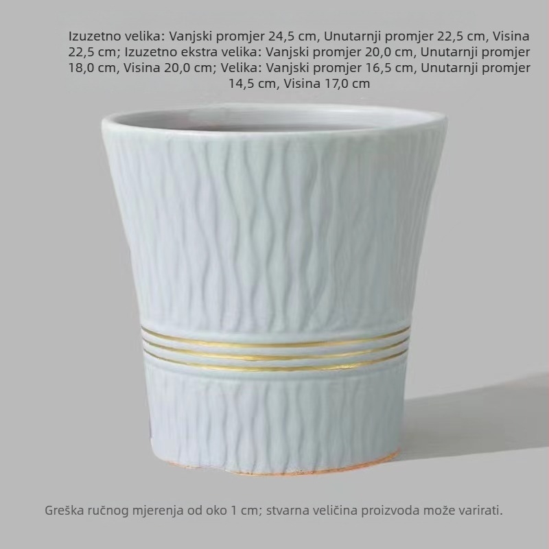 Keramička saksija za unutarnje biljke, velikog promjera, nordijskog stila, ekstra veliki