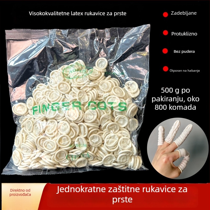 Antistatične jednokratne lateks navlake za prste, krem bijele boje, univerzalna veličina, otporne na habanje, protuklizne, debele gumene navlake za prste, za šivanje i salone ljepote