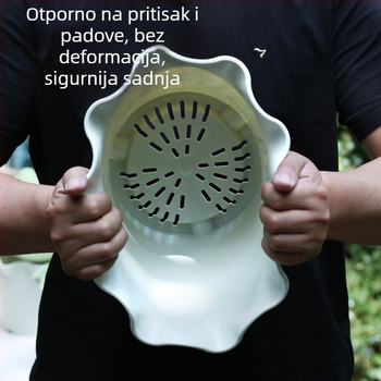 Plastična posuda za cvijeće s čipkastim rubom i valovitim bridom, niski model za suncokrete, cvijeće i biljke, pogodno za pothos