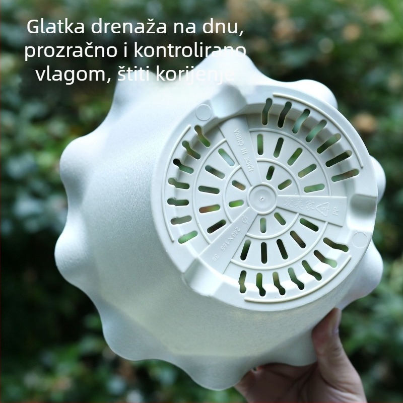 Plastična posuda za cvijeće s čipkastim rubom i valovitim bridom, niski model za suncokrete, cvijeće i biljke, pogodno za pothos