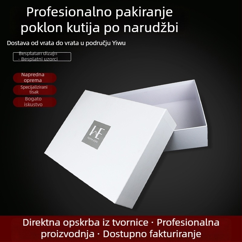 Kutija za poklon s dvostrukim poklopcem, bijela kartonska kutija, četverobojna tlač, luksuzna ambalaža za nakit i donje rublje