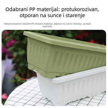 Pravokutni plastični posuda za cvijeće sa debelim dnom, velikog promjera, ekstra veliki; za balkon i dvorište; pladanj od smole
