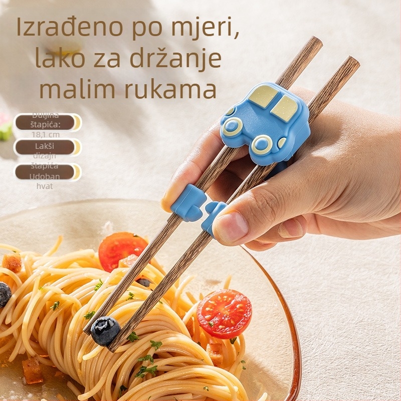 Set za učenje dječjih štapića za jelo, silikon protivklizni, za dob 3–6 godina, sladak crtani stil