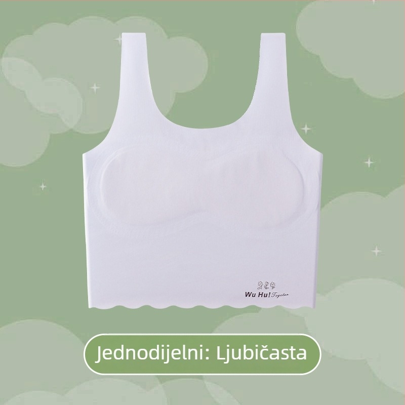 Donje rublje za djevojčice u fazi rasta s punim košaricama, fiksnim širokim naramenicama, valovitim rubom, nježno na kožu, ne ostavlja tragove