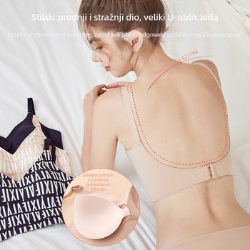 Bežični grudnjak s U-backom, bez šavova, jednoplošni kroj, tanak, za velike grudi, plus veličina