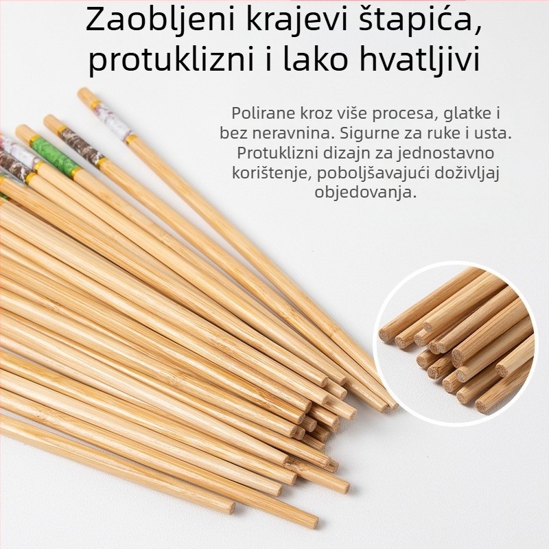Premium bambus štapići za kućnu upotrebu, model 2025, otporni na plijesan, protuklizni, otporni na visoke temperature, obiteljsko pakiranje, od prirodnog drveta