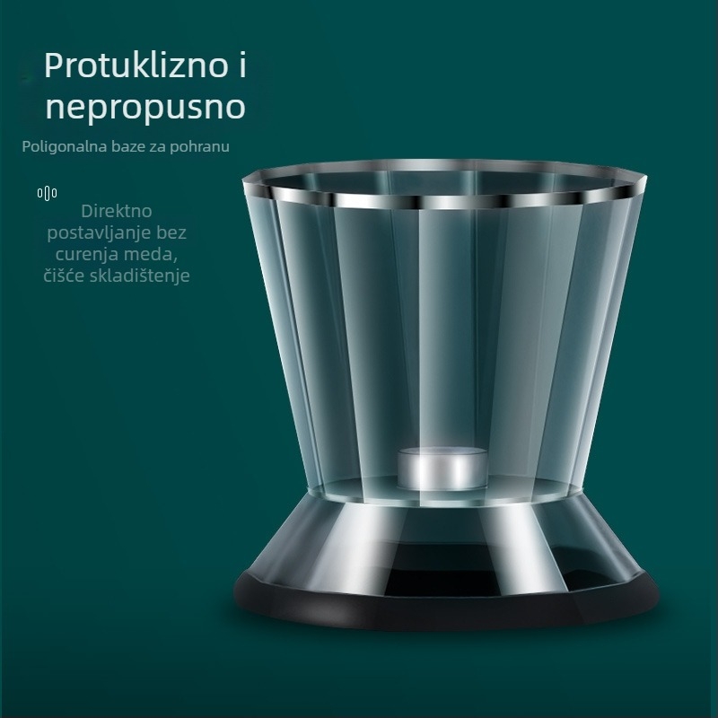 Staklena posuda za med s čvrstim poklopcem i tlačnim dozatorom