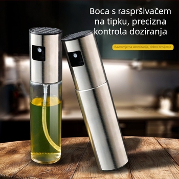 Staklena bočica za prskanje ulja s atomizatorom i mjernom skalom za roštilj
