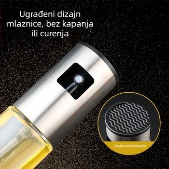Staklena bočica za prskanje ulja s atomizatorom i mjernom skalom za roštilj