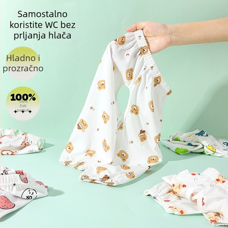 Dječje hlače protiv komaraca, ljetne, s otvorom na preponskom dijelu, za vježbanje na zahod, lagane, 100% pamuk
