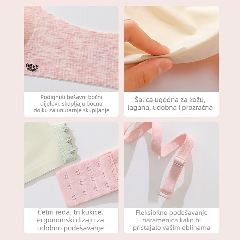 Bešavna grudnjik za žene s malim dojkama, push-up, lagan i prozračan, lijep leđa